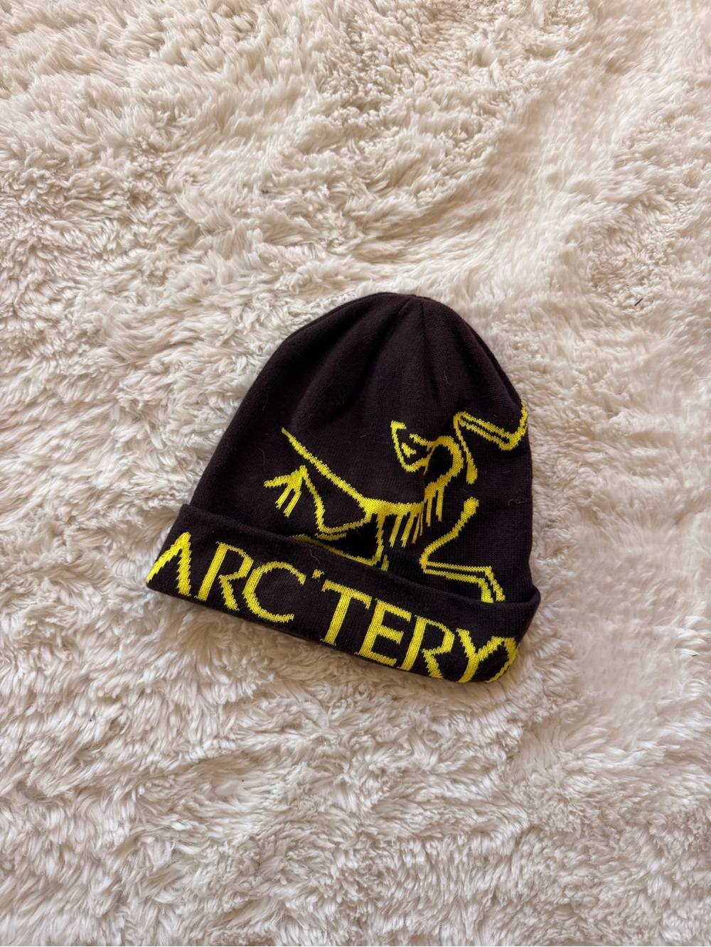 Arc'teryx Brown Beanie with Yellow Logo